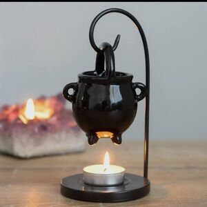 Black Hanging Cauldron Candle Holder